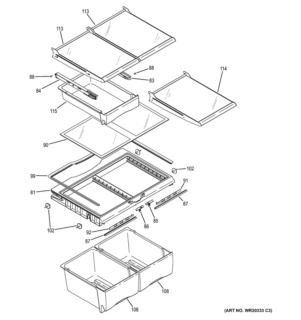 GE Refrigerator Refrigerator Pantry Drawer Slide Rail, Right Hand - WR01A00212