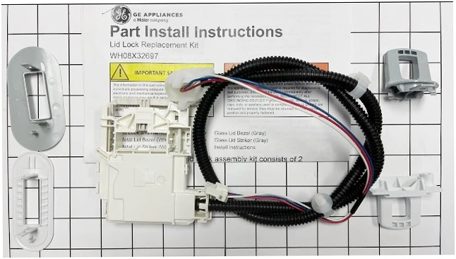 GE Washer Lid Lock Service Kit - WH08X37938, Replaces: WH01X24112