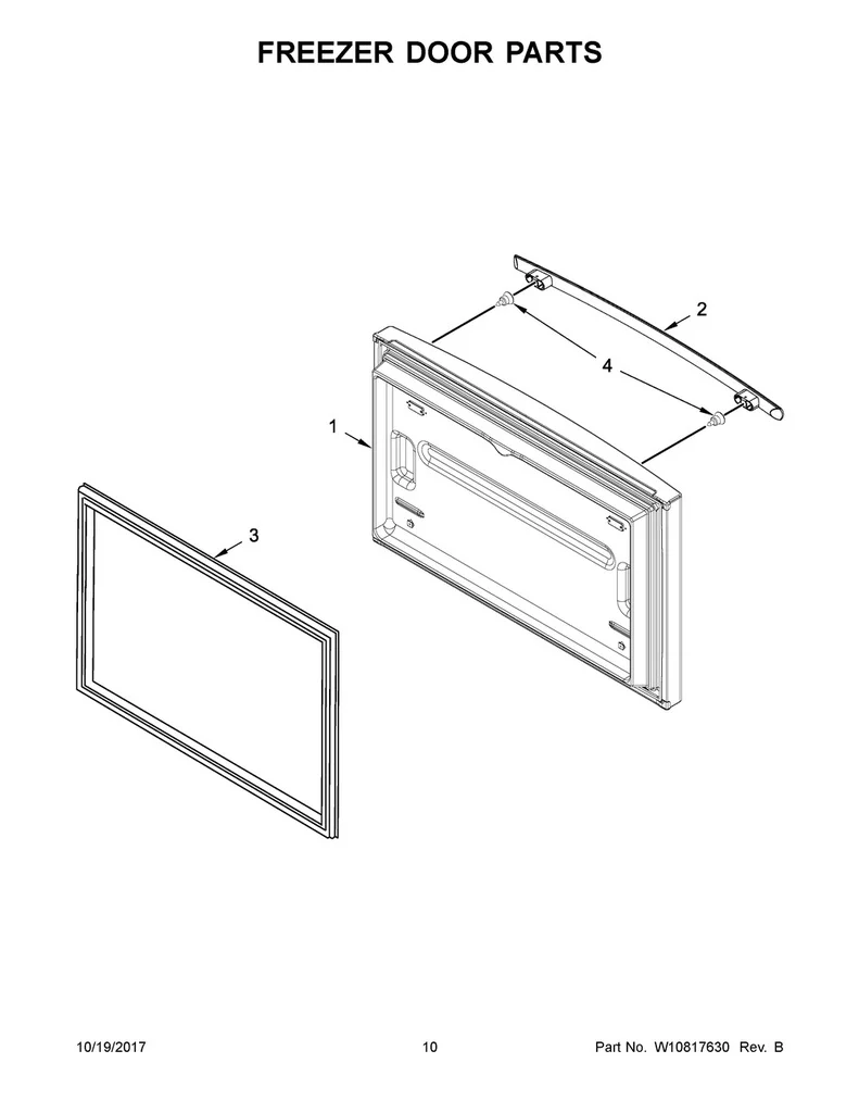 Whirlpool Refrigerator Freezer Door Gasket (Gray) - W10443320, Replaces: 12683820AP - Image 2