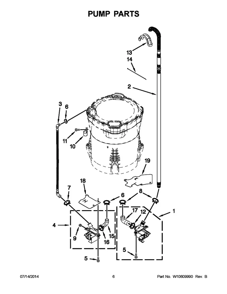 Whirlpool Washer Drain Pump Assembly - WPW10409079, Replaces: W10409079